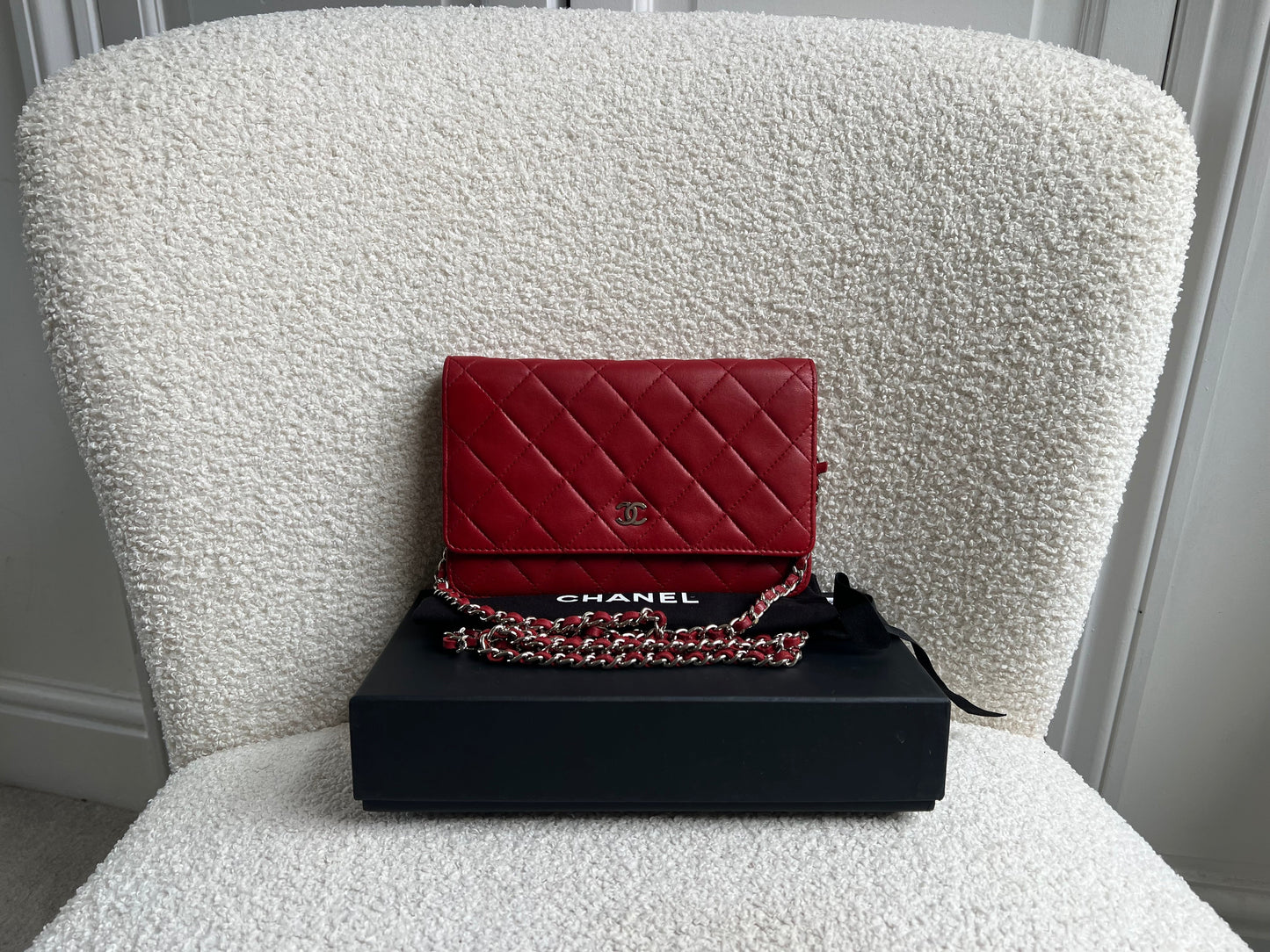 Chanel Red Lambskin Wallet on Chain (RRP £2,930)