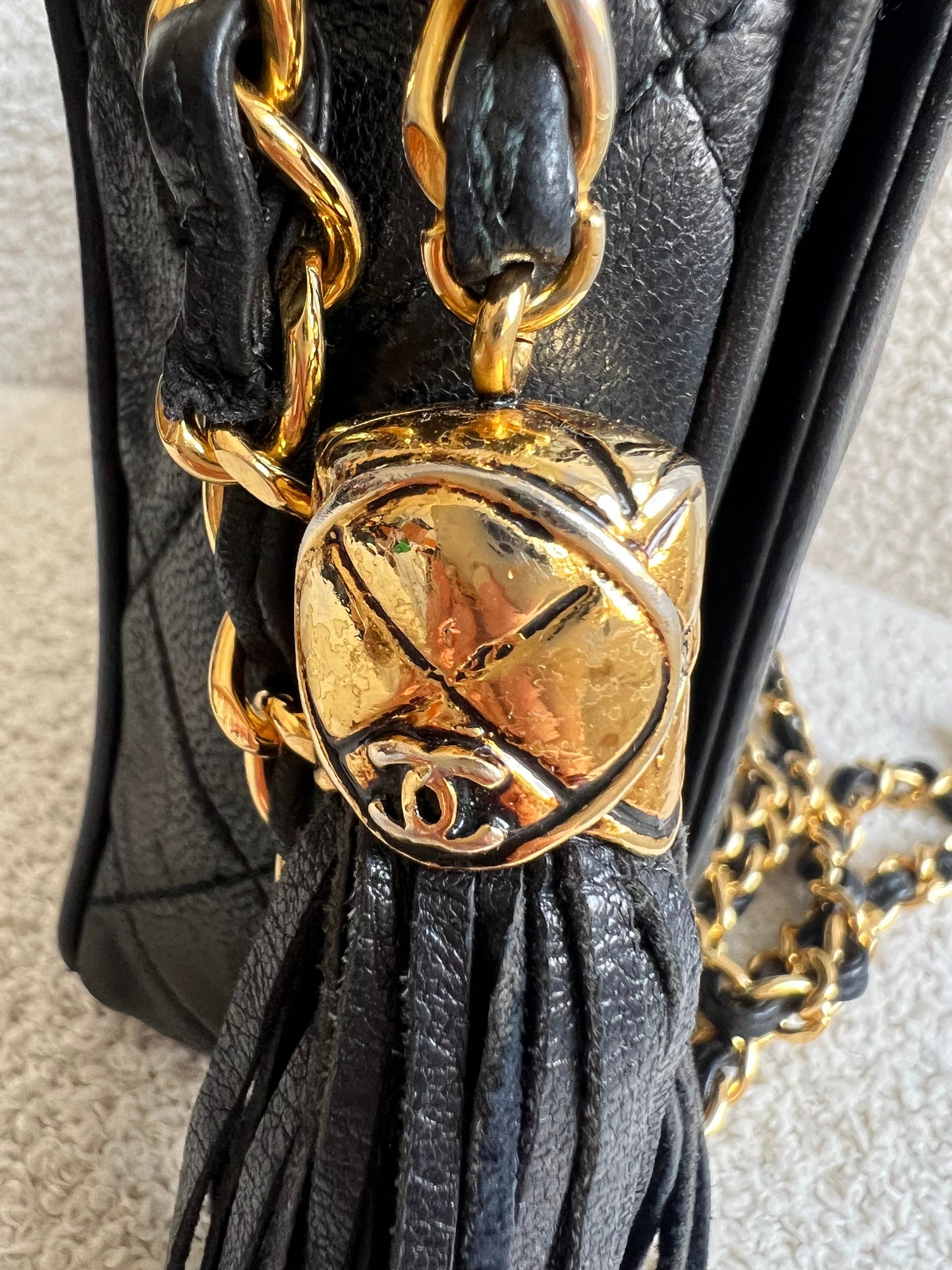 Chanel Vintage Black Lambskin Camera Bag with 24k Gold Hardware