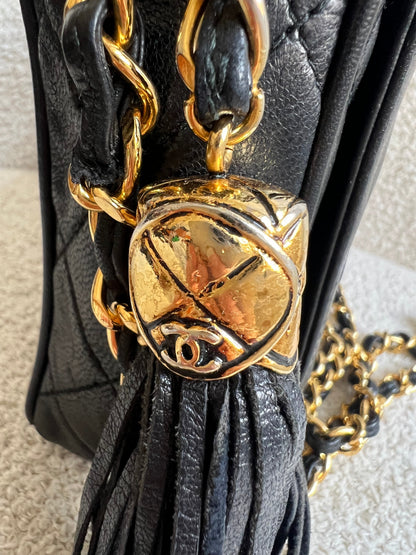 Chanel Vintage Black Lambskin Camera Bag with 24k Gold Hardware