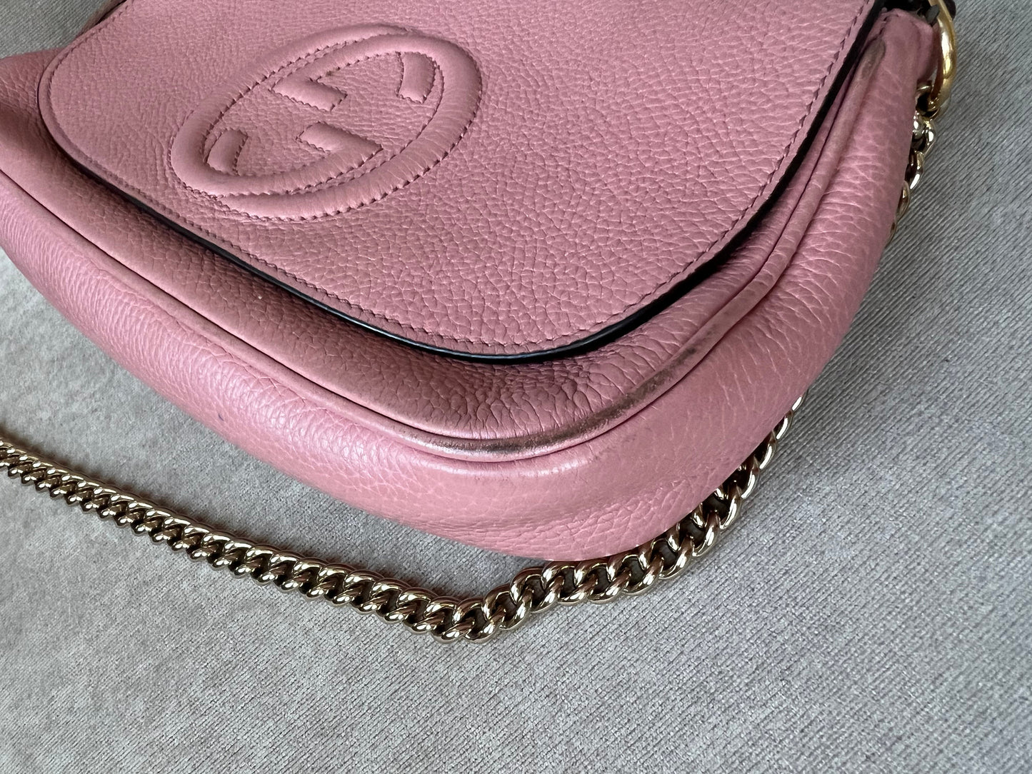 Gucci Rose Pink Soho Disco Crossbody Flap Bag (RRP £1050)