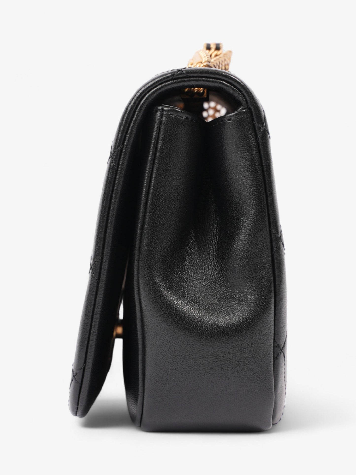 Chanel On And On Full Flap Black Lambskin Leather Small