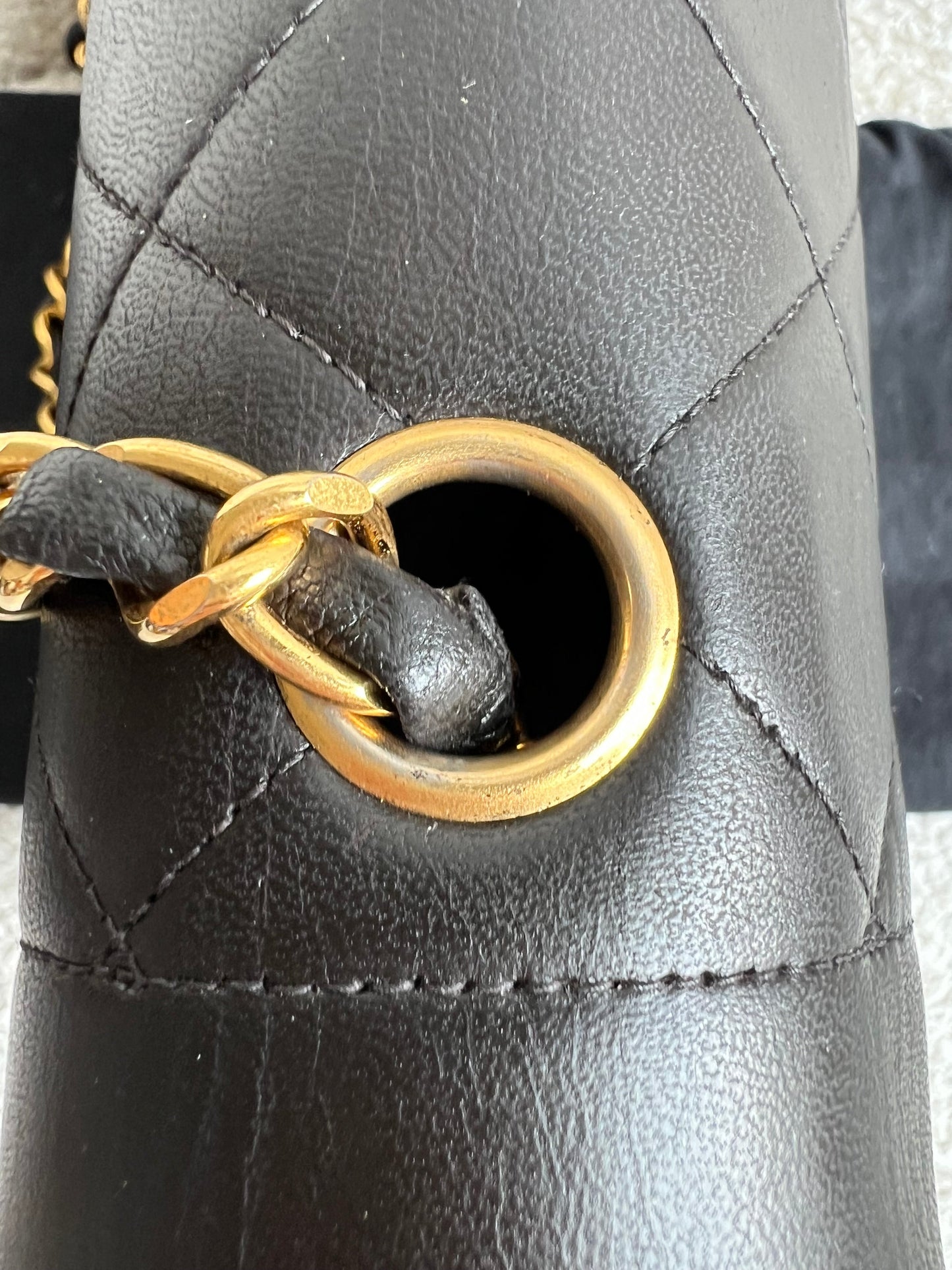 Chanel Vintage Diana Flap Bag in Black Lambskin with 24k Hardware