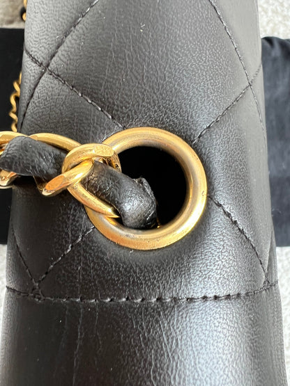 Chanel Vintage Diana Flap Bag in Black Lambskin with 24k Hardware
