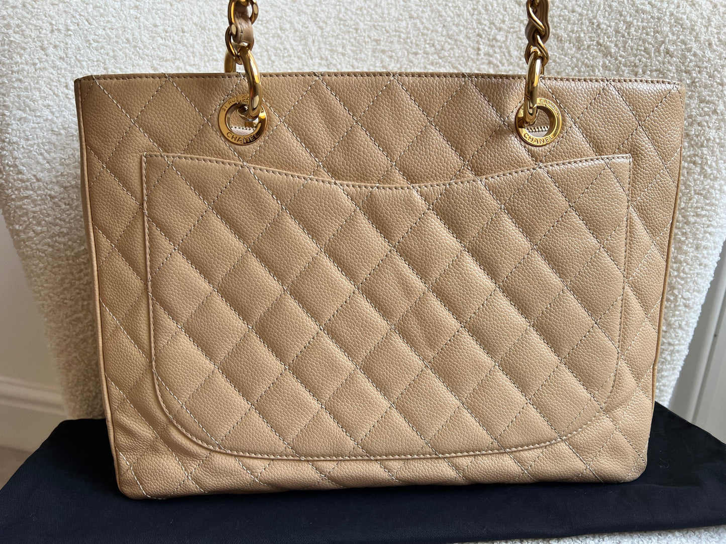 Chanel Beige Caviar Grand Shopper Tote gold hardware (GST)
