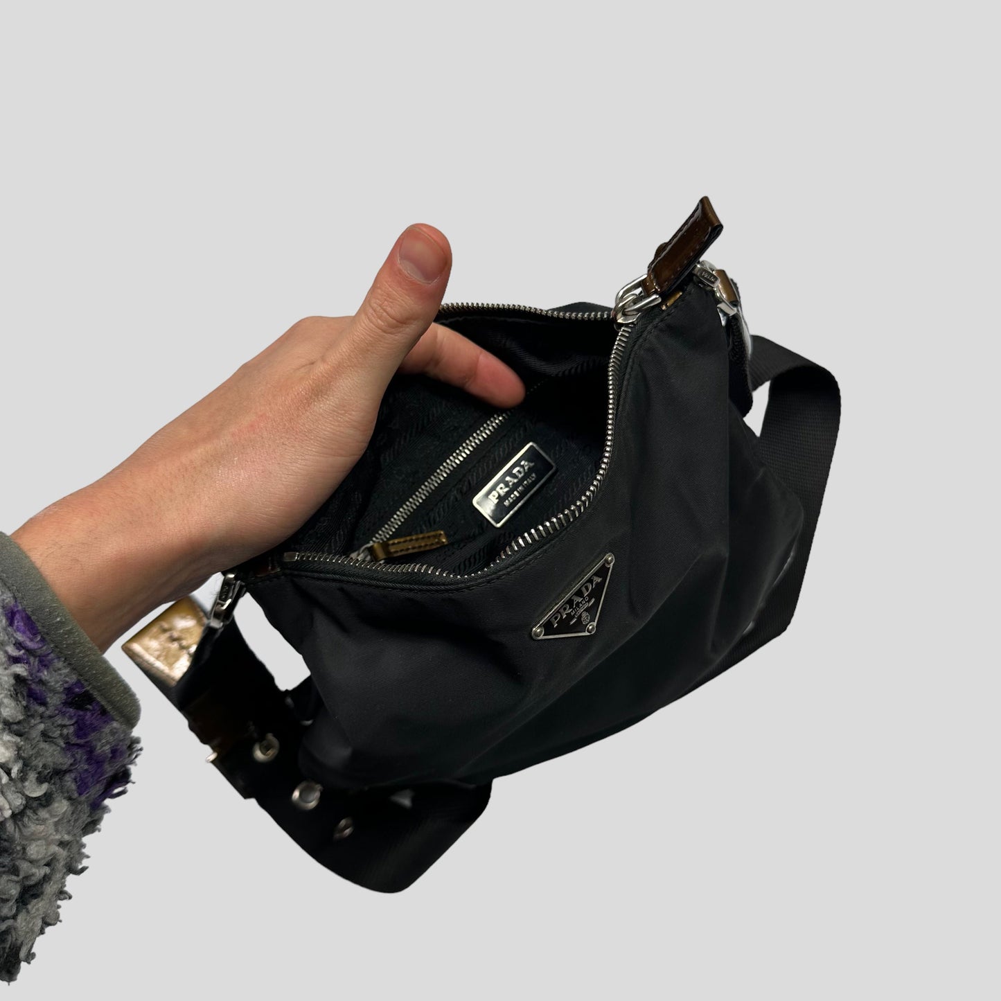 Prada Milano 00’s Nylon & Patent Leather Crossbody Bag
