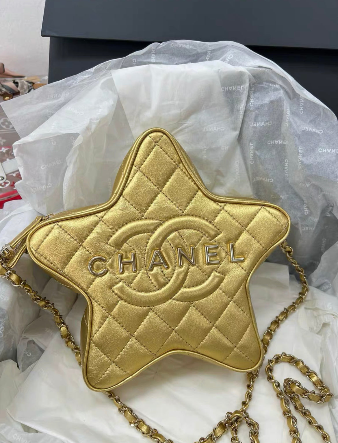 Chanel Luxury Lambskin Gold Handbag Style 4