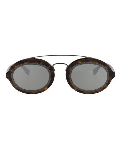 Fendi Womens Aviator Havana Havana Silver Fashion Designer Eyewear