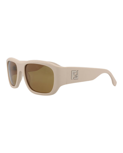 Fendi Mens Square/Rectangle Beige Beige Nicotine Fashion Designer Eyewear