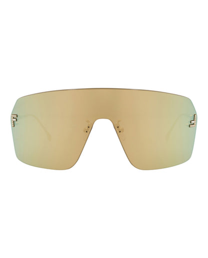 Fendi Womens Shield/Wrap Gold Gold Gold Fashion Designer Eyewear