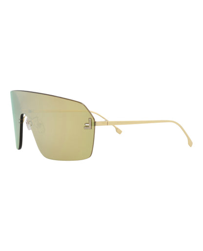 Fendi Womens Shield/Wrap Gold Gold Gold Fashion Designer Eyewear