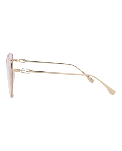 Fendi Womens Cat Eye Gold Gold Transparent Fashion Designer Eyewear