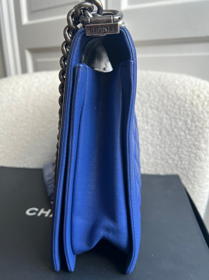 Chanel Blue Lambskin Large Boy Bag