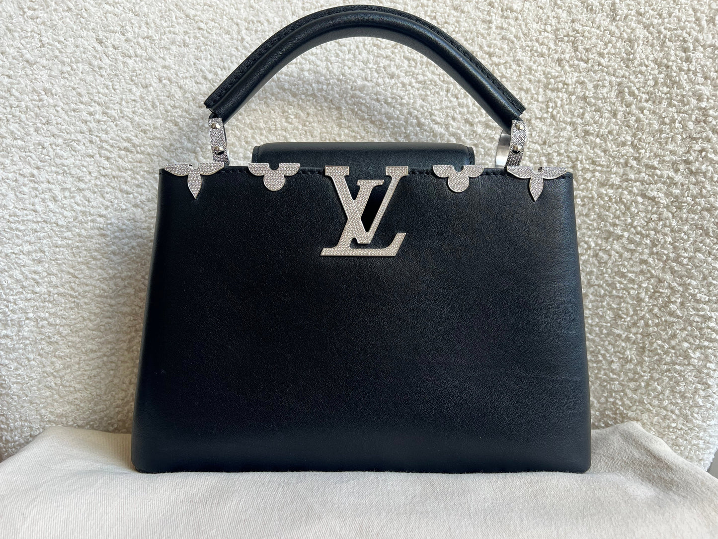 Louis Vuitton Capucines BB in Black with Crystal Flowers (RRP £5350)