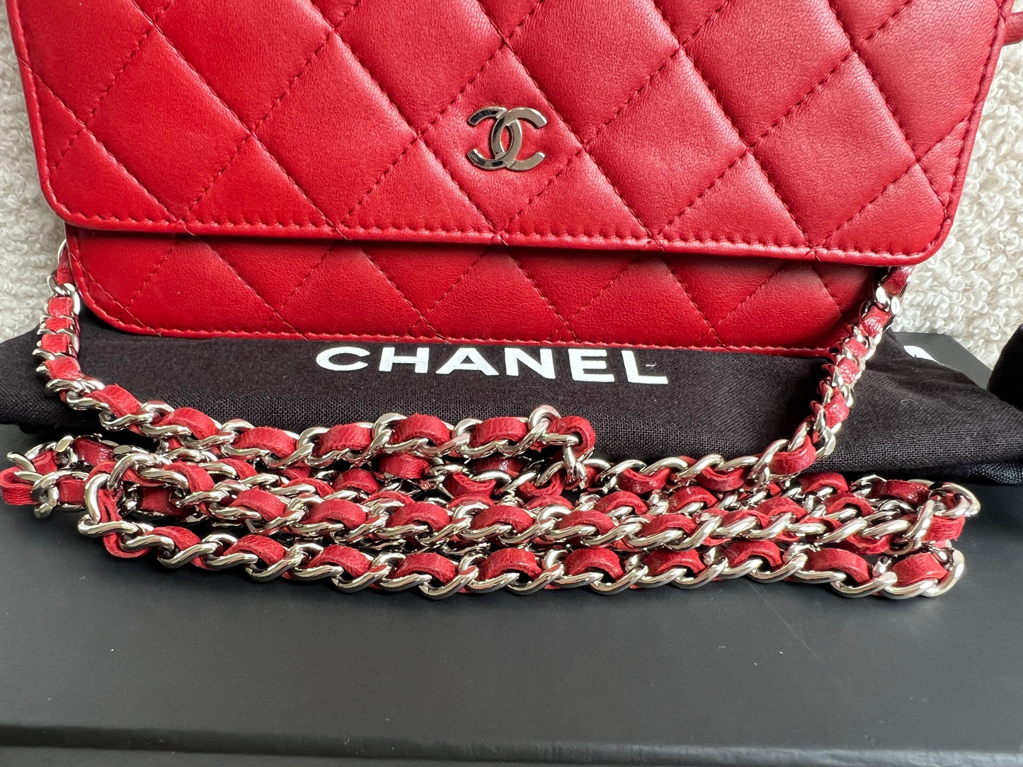 Chanel Red Lambskin Wallet on Chain (RRP £2,930)