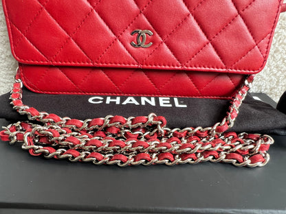Chanel Red Lambskin Wallet on Chain (RRP £2,930)