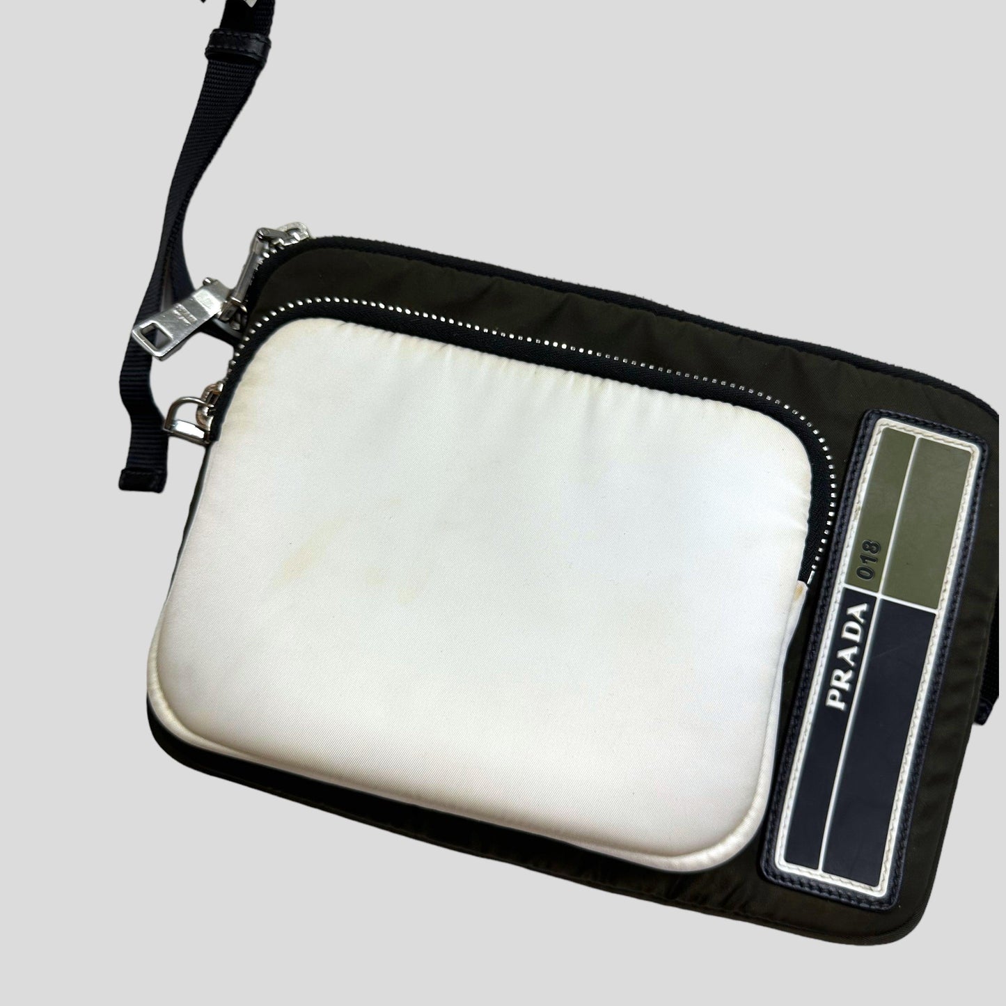 Prada 2018 Rubber Race Logo Bandoliera Crossbody Pocket Bag + Cards