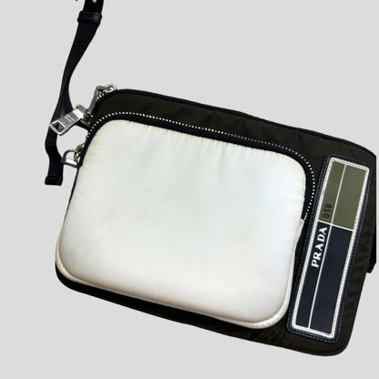 Prada 2018 Rubber Race Logo Bandoliera Crossbody Pocket Bag + Cards