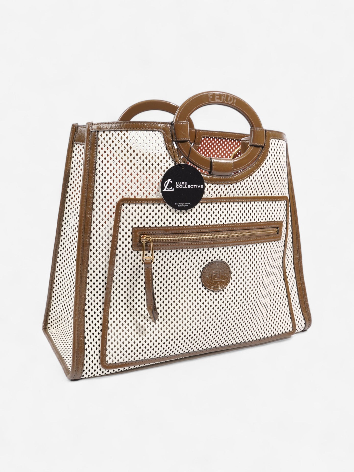 Fendi Luxury Leather Gold Handbag Leather