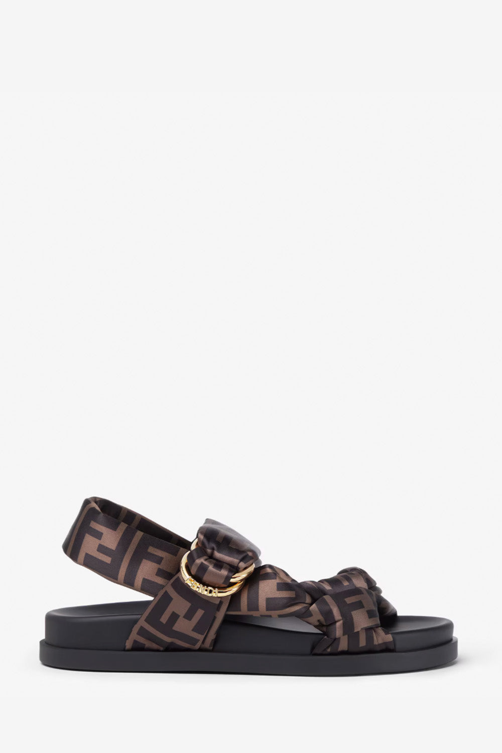 Fendi Feel Brown FF Satin Sandals