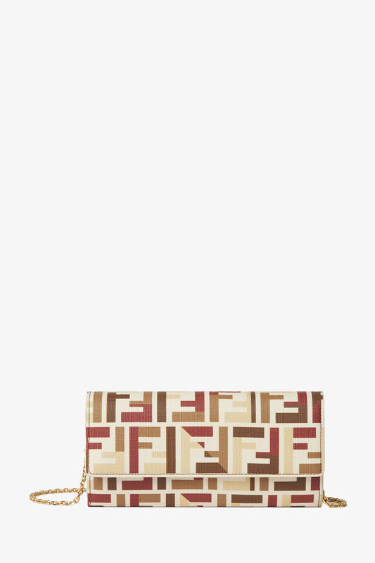 Fendi Roma Continental With Chain Pouch With Chain In Multicolor Ff Fabric