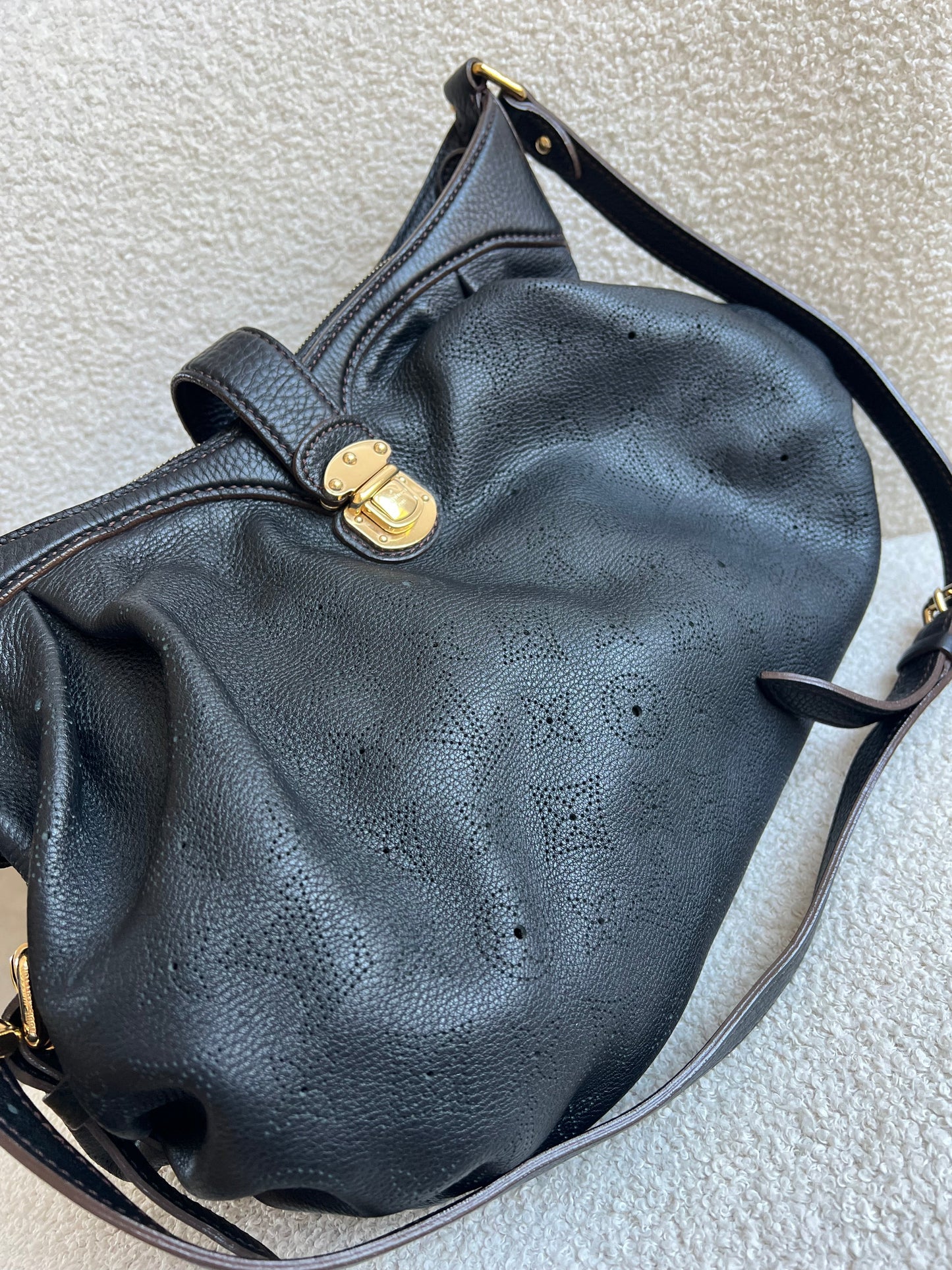 Louis Vuitton Black Monogram Mahina Leather Shoulder Bag
