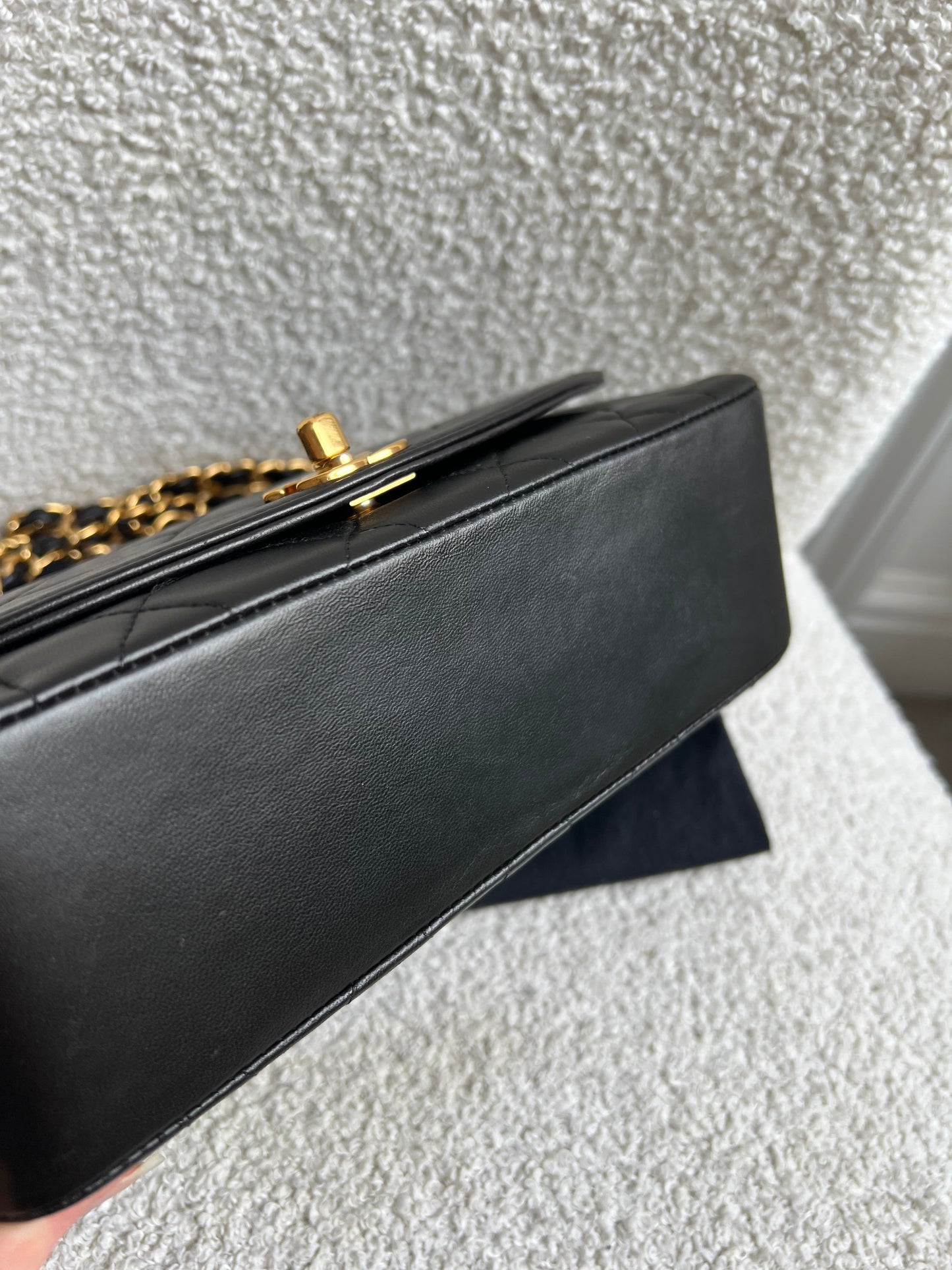 Chanel Vintage Diana Flap Bag in Black Lambskin with 24k Hardware