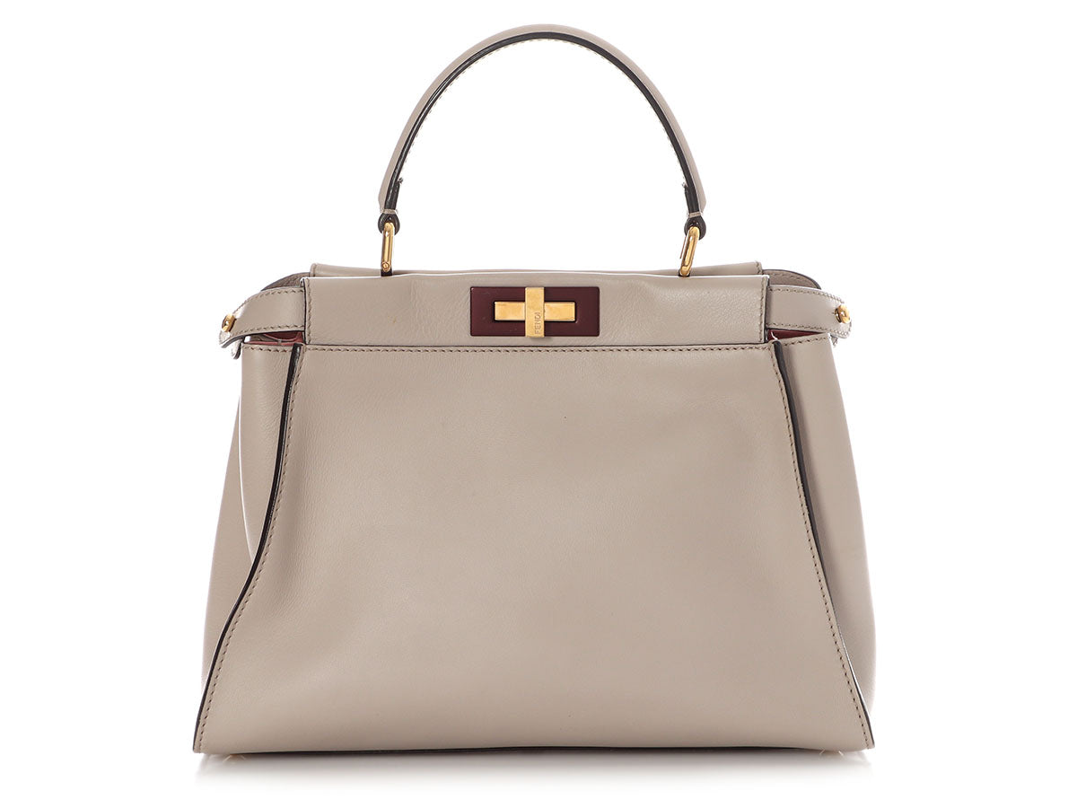 Fendi Medium Grigio Polvere And Bois De Rose Peekaboo