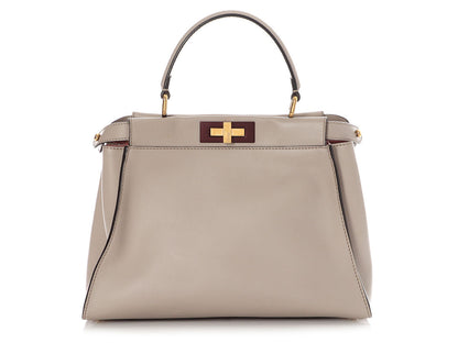 Fendi Medium Grigio Polvere And Bois De Rose Peekaboo
