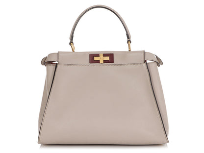 Fendi Medium Grigio Polvere And Bois De Rose Peekaboo