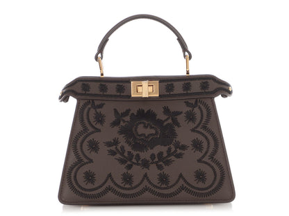 Fendi Gray Floral Embroidered Petite Peekaboo Iseeu