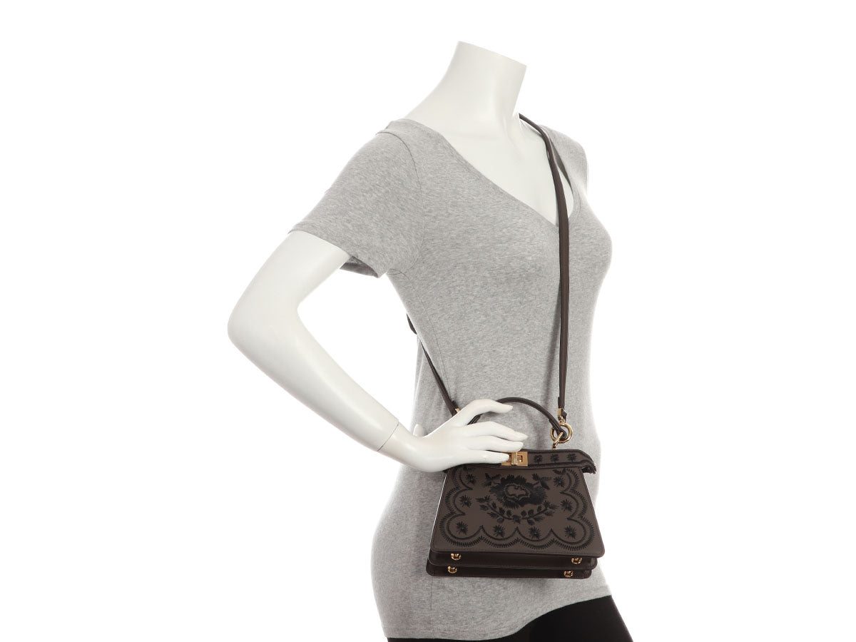 Fendi Gray Floral Embroidered Petite Peekaboo Iseeu