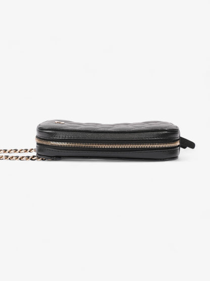 Chanel Quilted Phone Holder Black Caviar Leather