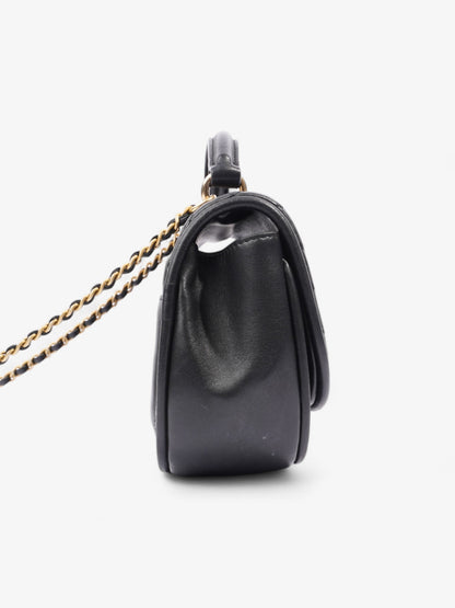 Chanel Reverse Chevron Round Top Handle Black Leather