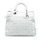 White Dior Woven Lambskin Lady Dior Avenue Tote Satchel