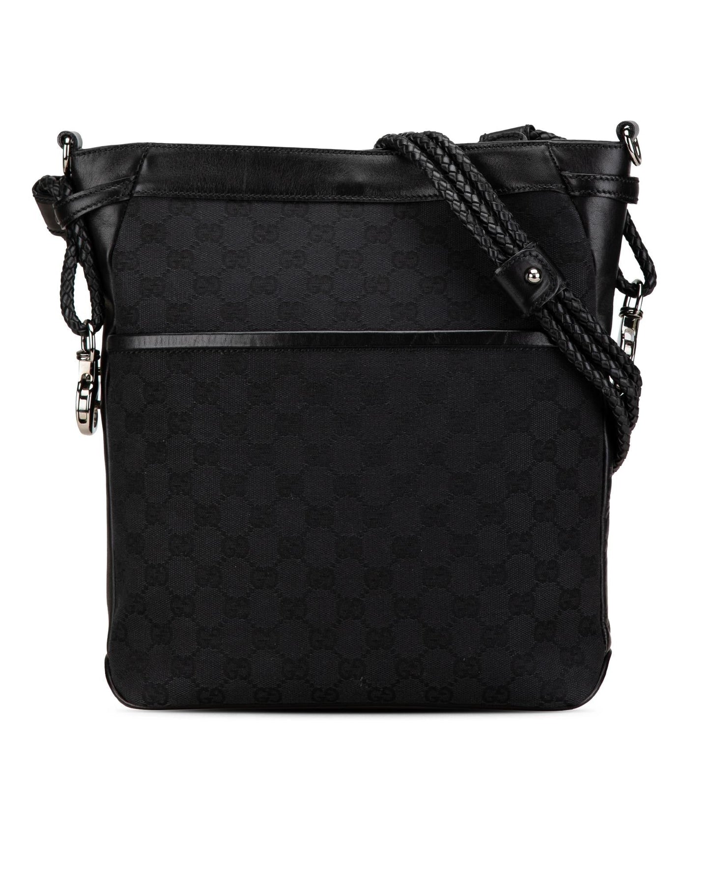 Canvas Crossbody Bag with Braided Shoulder Straps and Magnetic Closure