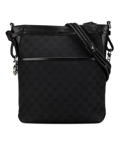 Canvas Crossbody Bag with Braided Shoulder Straps and Magnetic Closure
