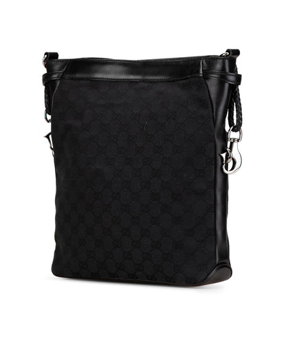 Canvas Crossbody Bag with Braided Shoulder Straps and Magnetic Closure