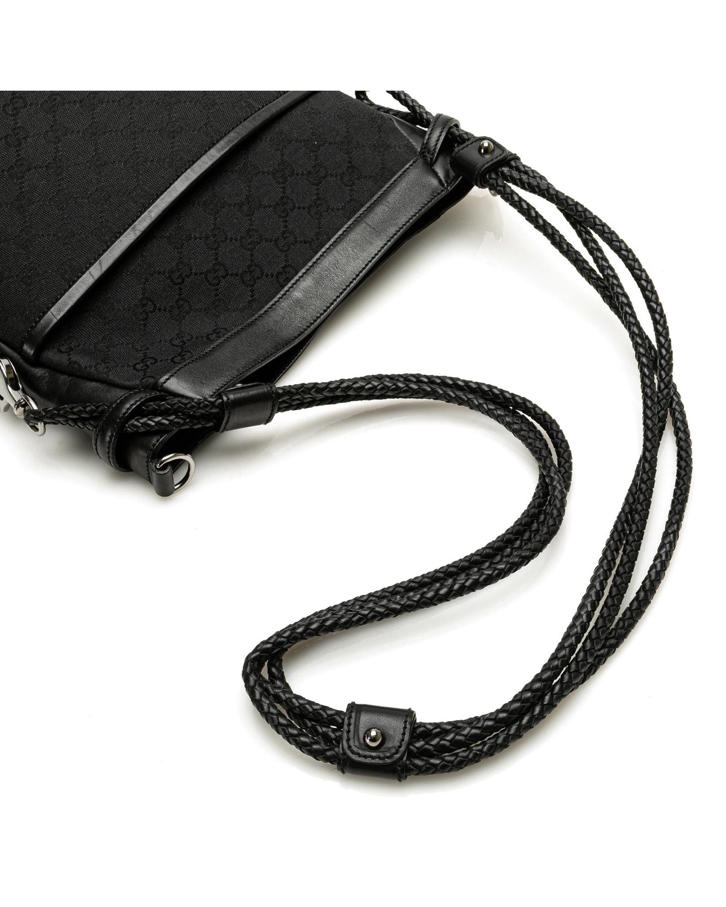 Canvas Crossbody Bag with Braided Shoulder Straps and Magnetic Closure