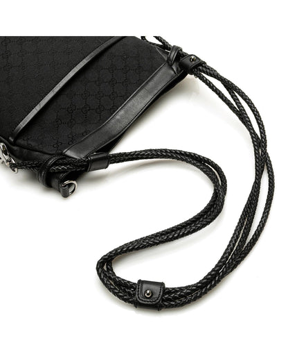 Canvas Crossbody Bag with Braided Shoulder Straps and Magnetic Closure