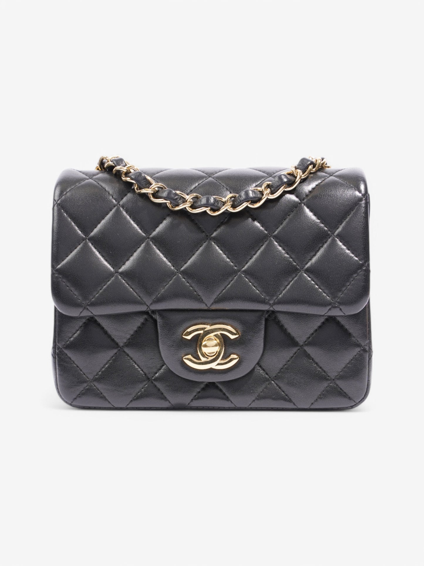 Chanel Classic Square Flap Black Lambskin Leather Mini