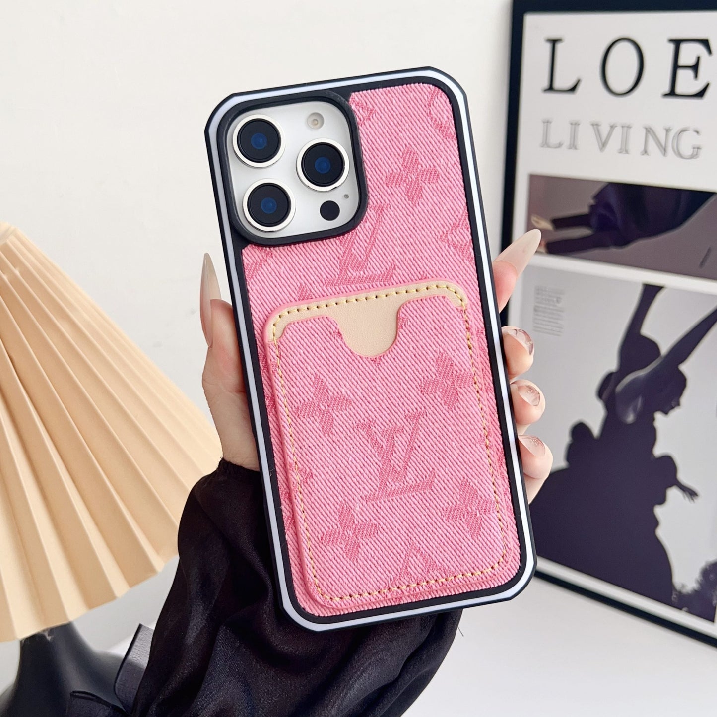 Fabric LV iPhone Case Card Slot for 1216 Pro Max