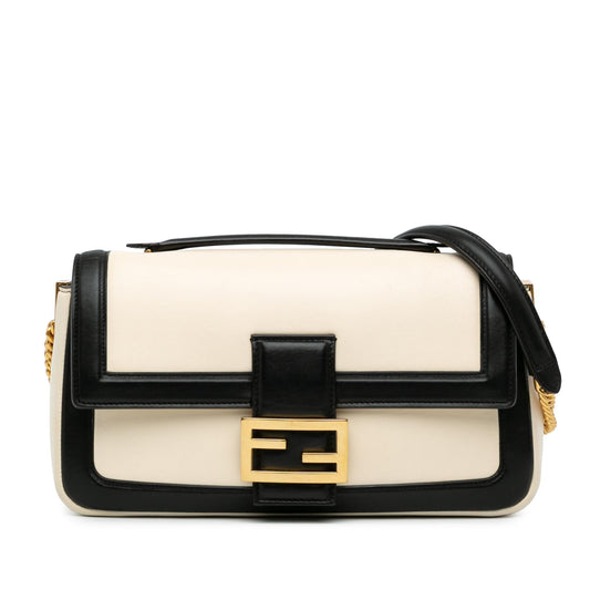 Fendi Bicolor Leather Chain Midi Baguette Shg-Dw85U0