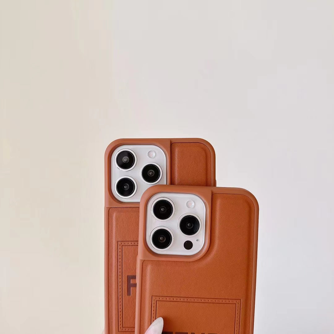 Fendi Phone Case for iPhone Brown Leather