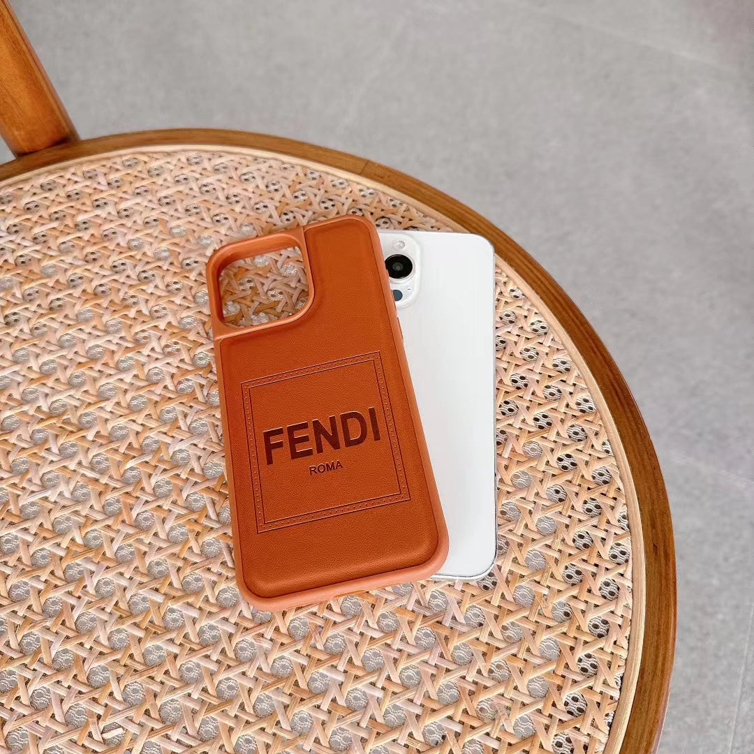 Fendi Phone Case for iPhone Brown Leather