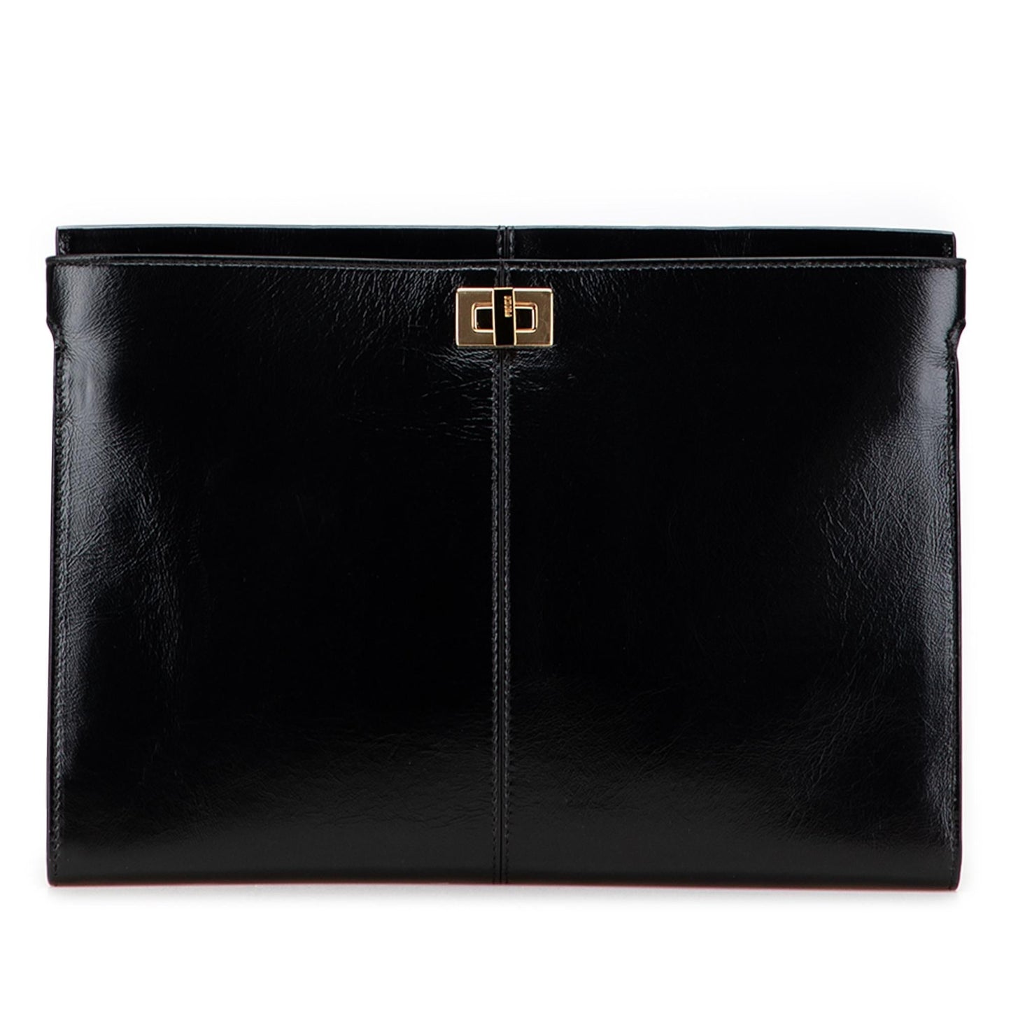 Fendi Glazed Calfskin Slim Peekaboo Turn Lock Clutch