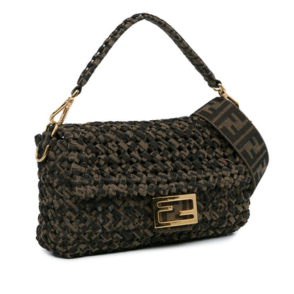 Fendi Interlaced Canvas Zucca Baguette Satchel (SHG-cgXLR3)