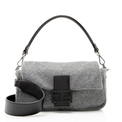 Fendi Knit Cashmere Baguette Shoulder Bag