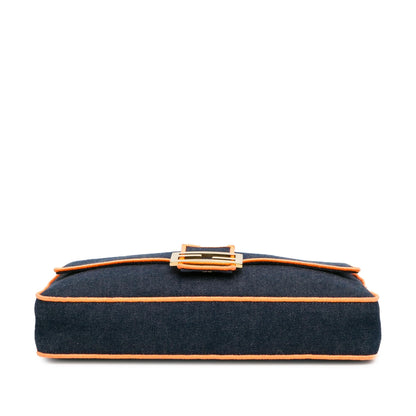 Fendi Large Denim Baguette Satchel (SHG-Oaub87)
