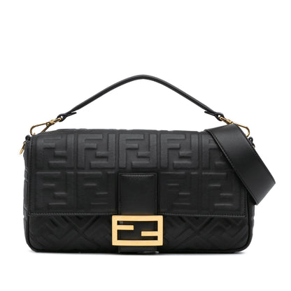Fendi Large Zucca Embossed Leather Baguette Satchel Shg-8Ihum8