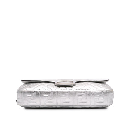Fendi Large Zucca Embossed Leather Baguette Satchel